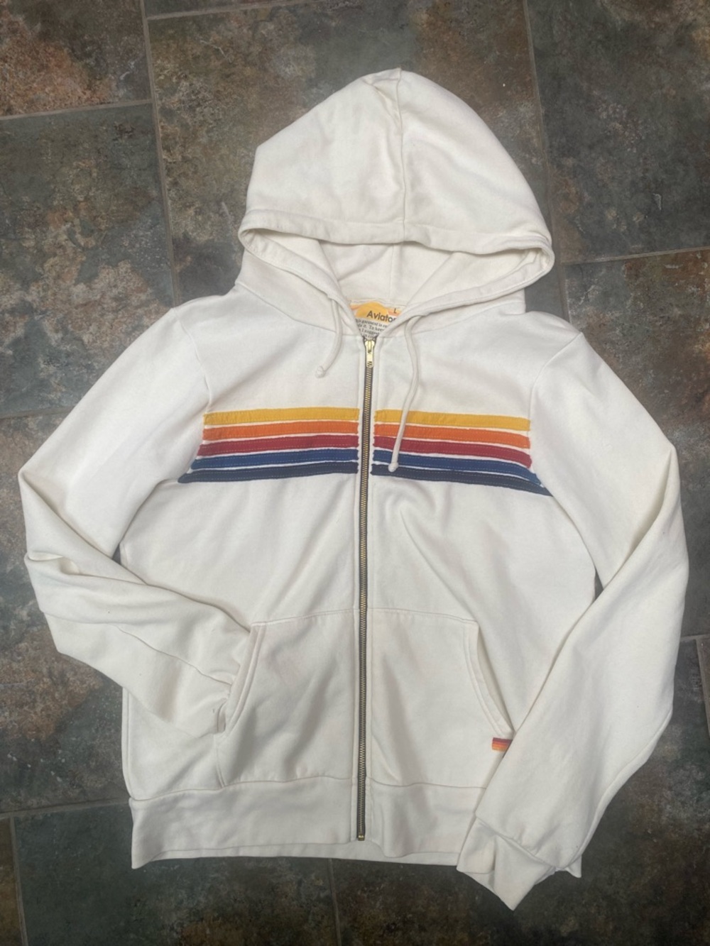 Vintage White Aviator Nation Zip-Up Hoodie